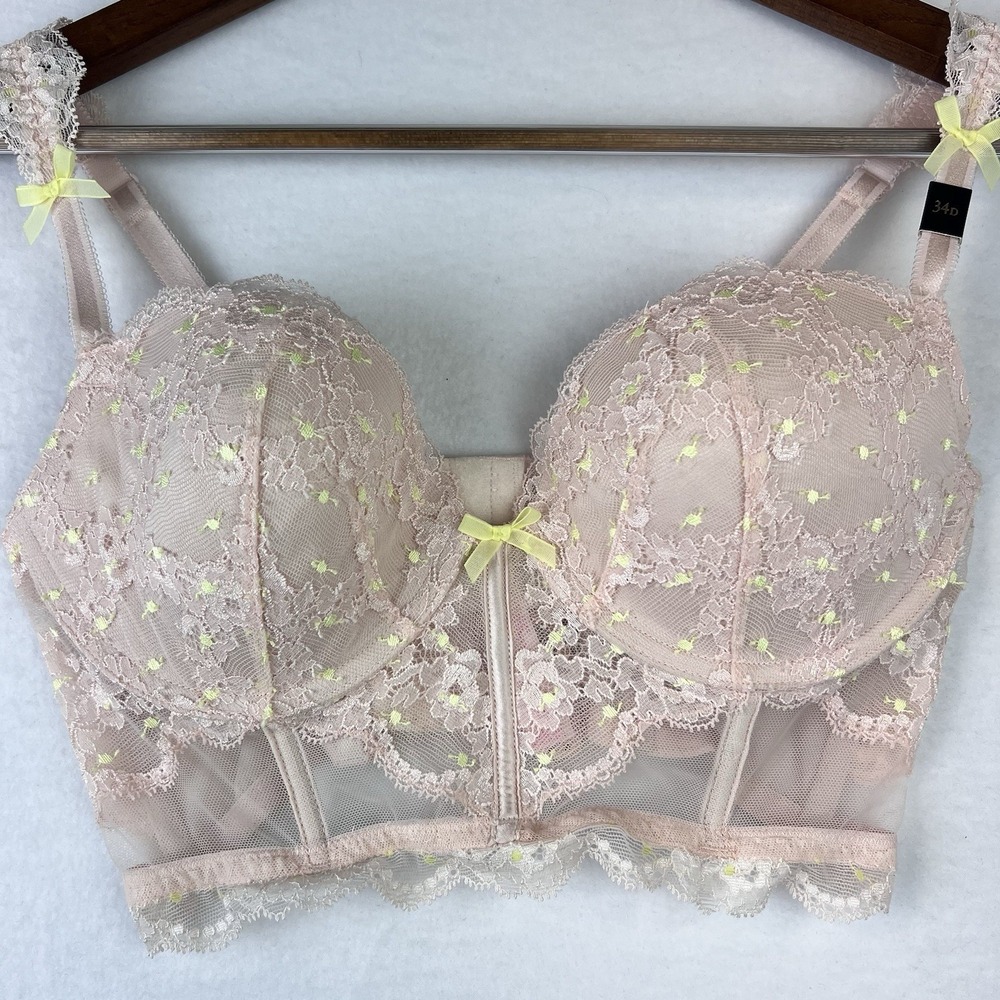 Victoria's Secret Dream Angels Padded Demi/Demi Buste Pink Bra 34D NWT - Picture 3 of 8